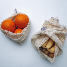 Load image into Gallery viewer, Organic Cotton Fruit &amp; Veg mesh bags Small medium large